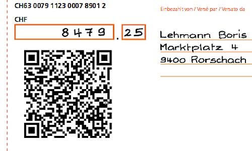 Neuer Einzahlungsschein, Specimen