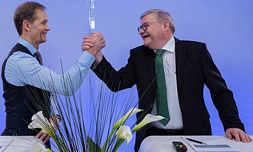 ZKB-Chef Martin Scholl und Finanzchef Rudolf Sigg (von links)