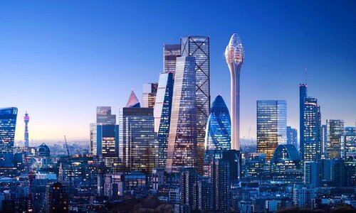 Skyline London City – mit Tulpe