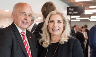 Bundesrat Ueli Maurer und Nathalie Fontanet, Regierungsrätin und Finanzministerin des Kantons Genf