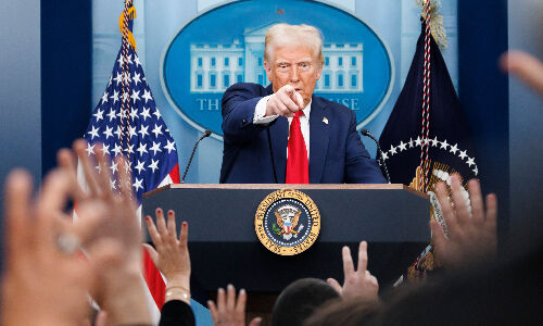 US-Präsident Donald Trump bei einem Auftritt vor der White House-Presse. (Bild: zVg)